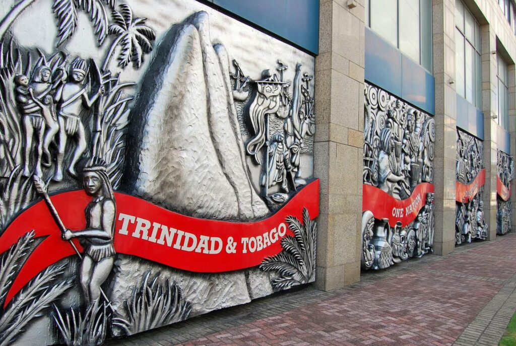 Artwork on the walls of parliament port of spain trinidad waterfront trinidad